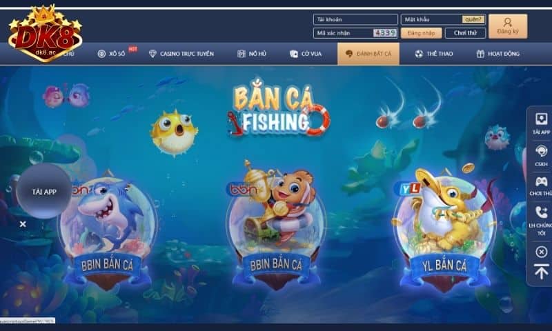 Đăng nhập tài khoản người chơi DK8 để trải nghiệm game bắn cá